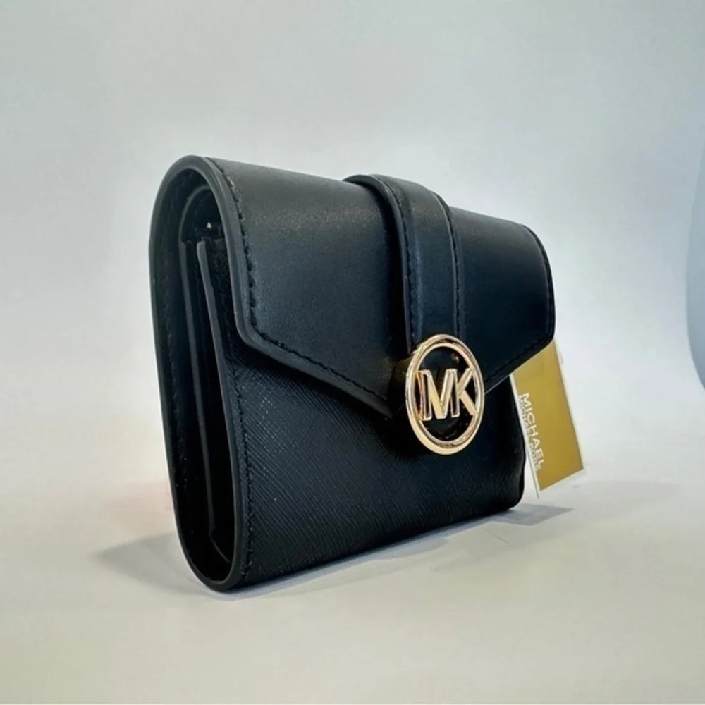 Michael Kors Carmen Medium Flap Bifold Wallet in Black